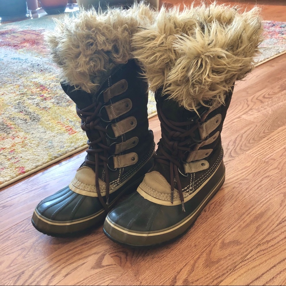 Sorel Joan of Arc Tall Boots Fur Warm Winter Sz 9